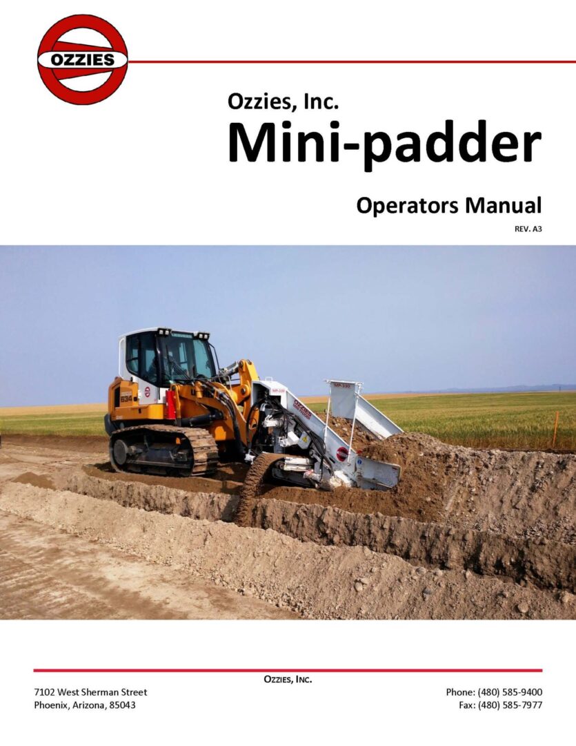 A mini-padder operating manual is shown.