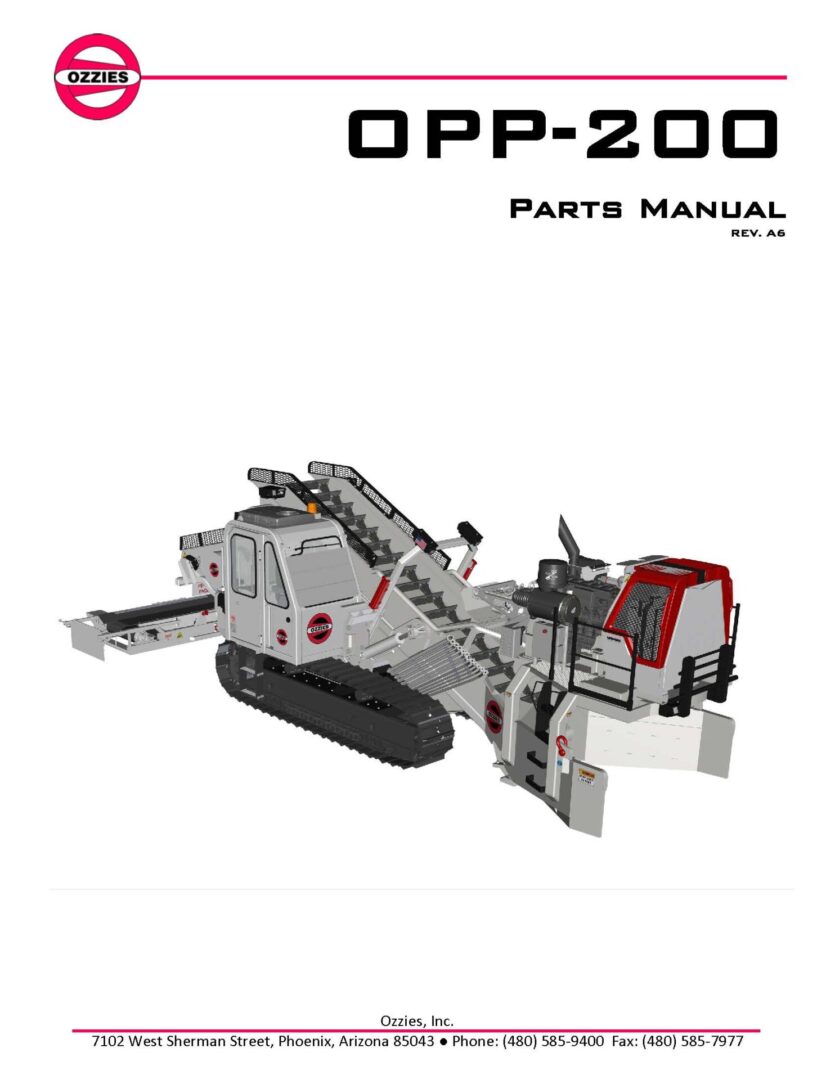 A white and red machine is on the cover of an operating manual.