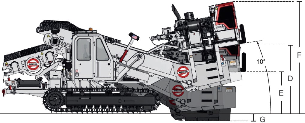 A drawing of the side of an excavator.